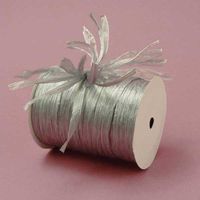 Silver Metallic Raffia Ribbon, 1/4" X 100 Yards