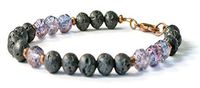 Beads-N-Style Lava Stone & Amethyst Firepolish Aromatherapy Bracelet, Essential Oil Diffusing Jewelry (8.5)