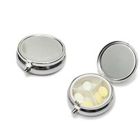 Traveling 2 Pcs Round Metal 3 Compartment One Day Pill Storage Case Box Medicine Vitamins Holder Organizer Health Care Pocket Pill Dispenser Container