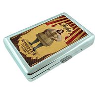 Vintage Freak Show Circus Poster S15 Silver Cigarette Case Metal Wallet Id Holder King & 100's 4" X 2.75" RFID Protection