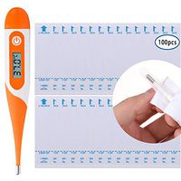 Digital Body Thermometer Household Waterproof LCD Electronic Underarm Oral Rectal Temperature Measure Monitor with Elastic Tip and Detect Fever Quickly for Baby Child Adult (Orange&Blue) (Color 1)