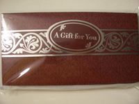Voila Set of 8 Money/Gift Card Holders ~ A Gift for You (Deep Red with Silver Foil Scroll)