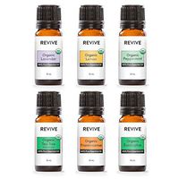REVIVE Essential Oils - USDA Certified Organic Kit - Pack of 6-100% Pure Therapeutic Grade, For Diffuser, Humidifier, Massage, Aromatherapy, Skin & Hair Care - Unrefined Oils With No Fillers