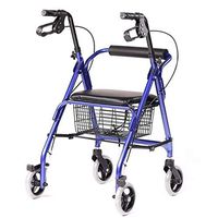 Standard Walkers Walker Four-Legged Cane Folding Shopping Cart with Wheel Cushion Elderly Travel Special Trolley Lightweight Scooter Wheelchair (Color : Blue)