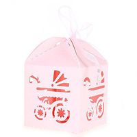 Pixnor Baby Carriage Favor Candy Box Party Baby Shower Party Decorations 50 Pcs (Pink)