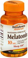 Sundown Naturals Melatonin 10 mg, Maximum Strength Tablets 90 ea (Pack of 10)