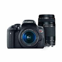 Canon EOS Rebel T6 Digital SLR Camera Kit with EF-S 18-55mm and EF 75-300mm Zoom Lenses (Black) (Renewed)