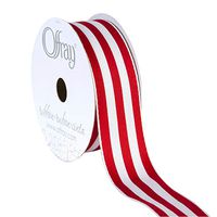 Offray 1.5" Wide Grosgrain Ribbon, 25 Yards, Red and White Stripe