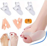 Bunion Toe Separators - 5 PCS Toe Spacers, Hammer Toe Straightener for Correct Toes and Bunion Relief,Universal Size - 3 White 2 Skin Color