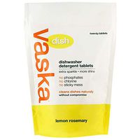 vaska Dishwasher Detergent Tablet, Lemon Rosemary, 20 Count (Pack of 6)