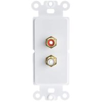 GOWOS Decora Wall Plate Insert, White, RCA Stereo Couplers (Red/White), 2 RCA Female