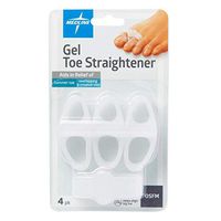 Medline Gel Toe Straightener, Relief for Hammer Toe, Overlapping & Crooked Toes, Soft Gel Spacer, Washable, Reusable, Fits Inside Most Footwear, Pack of 4