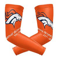 Denver Broncos Cooling Arm Sleeve (Pair) - Elbow Brace Support Sun UV Protection for Men & Women - Sports Sleeves for Basketball Baseball Softball Volleyball