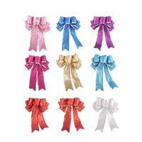 Vosarea 9pcs Glitter Christmas Ribbon Gift Bows Christmas Tree Bows Decoration Christmas 13cm