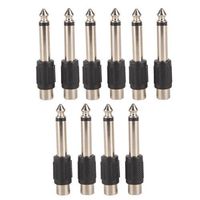 10pcs 6.35mm 1/4" MONO to RCA Plug Audio Adapter AV Female Nickel-Plated