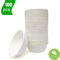 OURhome Disposable Paper Bowls Sugarcane Bowls, 850Ml Compostable Strong Bagasse Bowls Perfect Biodegradable and Recyclable Alternative to Paper & Plastic Bowls(100 Pcs)