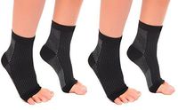 MojaSports Ankle Compression Sleeves Plantar Fasciitis Foot Socks Arch Support (Black/White, Small/Medium)