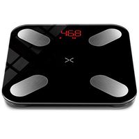 YUN HAI Square Digital Weight Scale with LCD Display, Tempered Glass, Auto-on/Off, Temperature Measurement, 396lbs, Black, for Weight Loss Exercise