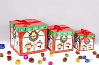 Christmas Nesting Gift Boxes w. Lids (3 Pcs) Easy to Assemble & Reusable.Square Gift Boxes for Candy, Treats,Presents, 3 Assorted Sizes, 6/8/10 inch for Holiday Decorative Wrapping(Snowman)