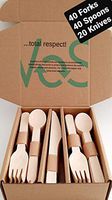 Disposable Wooden Cutlery Set - Plastic Free - Biodegradable (Wood Forks, Spoons, Knives - 100 or 200 count) (100)