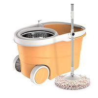 DXDAJ Spin Mop Bucket with - Stainless Steel 360 Spin Dry Basket & Telescopic Handle Pole, Hurricane Spinning Mop Bucket Kit (Color : Yellow)