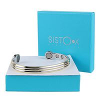 SISTO-X Super Strong Magnetic Bangle Gold & Chrome Finish by Sisto-X® Copper Bracelet 6 Magnets Health Rare Earth Ndfeb XL (190-225Mm)