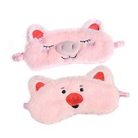 Shinywear Cute Animal Eye Mask Soft Plush Sleep Masks for Women Girls Kids Funny Horned Sleeping Eye Shade Cover Blinder Home Traveling (2 Pcs Pink Pigs)