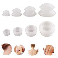 4pcs Moisture Absorber Silicone Massage Cups for Traditional Chinese Full Body Massage with Chinese Massage Roller (White, Medium Chinese Massage Roller)