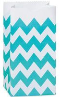 CakeSupplyShop CK79P- 25/set Turquoise & White Chevron Stripes - All-occasion Paper Favor Gift Bags - 4lb - 5x3-1/8x9-5/8"