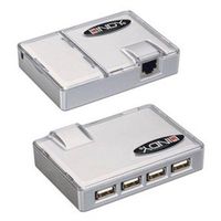 LINDY USB Extension CAT5 USB Extender with 4 Port USB 1.1 Hub (42802)