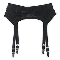 TVRtyle Women's Mysterious Sexy Black 4 Vintage Metal Clips Garter Belts for Stockings (Large)
