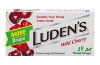 Luden's Wild Cherry Throat Drops | Deliciously Soothing | 20 Drops | 1 Box