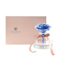 Handmade Ceramic Rose Scented Flower Fragrance Diffuser Gift Set, Fire-free Aromatherapy Vase Living Room Office Decoration (Blue)