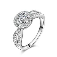 Women Elegant Zircon Rings Jewelry Silver White Zircon Wedding Ring (Silver, 10)