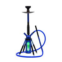 Hookah Set 24'' Modern Aluminum Carbine Shisha 2 Hose with Glass Tank & Silicone Hookah Bowl