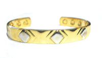 Two Tone and Beautiful Magnetic Cuff Bangle Bracelet with 6 Magents