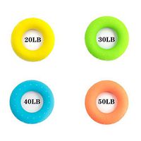 HPUP Grip Strengtheners (4 Pack) - Forearm Ring Hand Exercisers - Silicone Squeezer Gripper for Muscle Strengthening Training Tool - Arthritis Finger Physical Therapy PT Kit Trainer