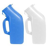 Urinals for Men Thick Firm Portable Urinal, Urine Collection for Hospital, Incontinence, Elderly, Travel Bottle and Emergency (White + Blue) 2 Packs-1200ml