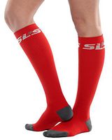 SLS3 True Graduated Allrounder Compression , Performance, Training, Race, Recovery Socks (1 pair) - Helps Shin Splints Black, Red Chili, Medium/Large