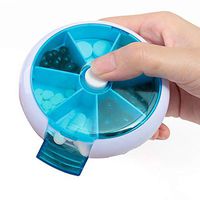 qiguch66 Mini Fruit Rotating Weekly Pill Box, 7 Day Pill Case, Daily Medicine Organizer, Weekly Pill Box Case Splitter Organizer Medicine Container Blue