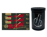 Herb Airtight Container Fresh Kettle with Raw Black Natural Rolling Papers 3 Count DC Crafts Nation- Middle Finger