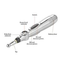 Acupuncture Pen with 5 Massage Head Function Meridian Energy Pain Therapy Relief (Silver, OneSize)