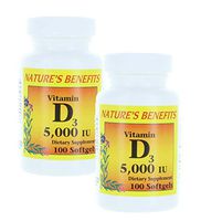 Lot of 2 Vitamin D D3 5000 IU Dietary Supplement 200 Softgels