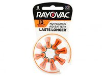 Rayovac 13-8 Size 13 310mAh 1.45V Zinc Air Hearing Aid Batteries - 8 Piece Retail Card