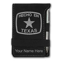 Mini Notepad, Hecho en Texas, Personalized Engraving Included (Black with Silver)