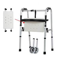 ZMYLOVE Elderly Walker, Compact Folding Walker, Aluminum Alloy Light Folding Rollator Walker with 2-Wheel and White Waterproof Seat Panel for The Seniors