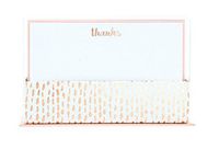 Graphique Dashed Pattern Flat Notes with "Thanks" Message, Stationery with Rose Gold Foil, 50 Note Cards and Matching Envelopes, 5.625" x 3.5"