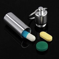 Sinwo Portable Pills Bottle with Keychain Waterproof Stainless Steel Medicine Container Pills Holder Box Bottle Key Chain (Silver)
