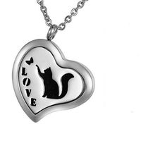 VALYRIA Aromatherapy Essential Oil Diffuser Necklace Jewelry - Hypo-Allergenic 316L Surgical Grade Stainless Steel Love and Pet Cat Locket Pendant Necklace Includes 12 Washable Pads