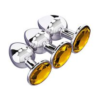 My secret life 3PCS 3Size Metal Crystal ańus Plúg Beads Jewelled B'ut.t Pùgs Toys(Yellow)